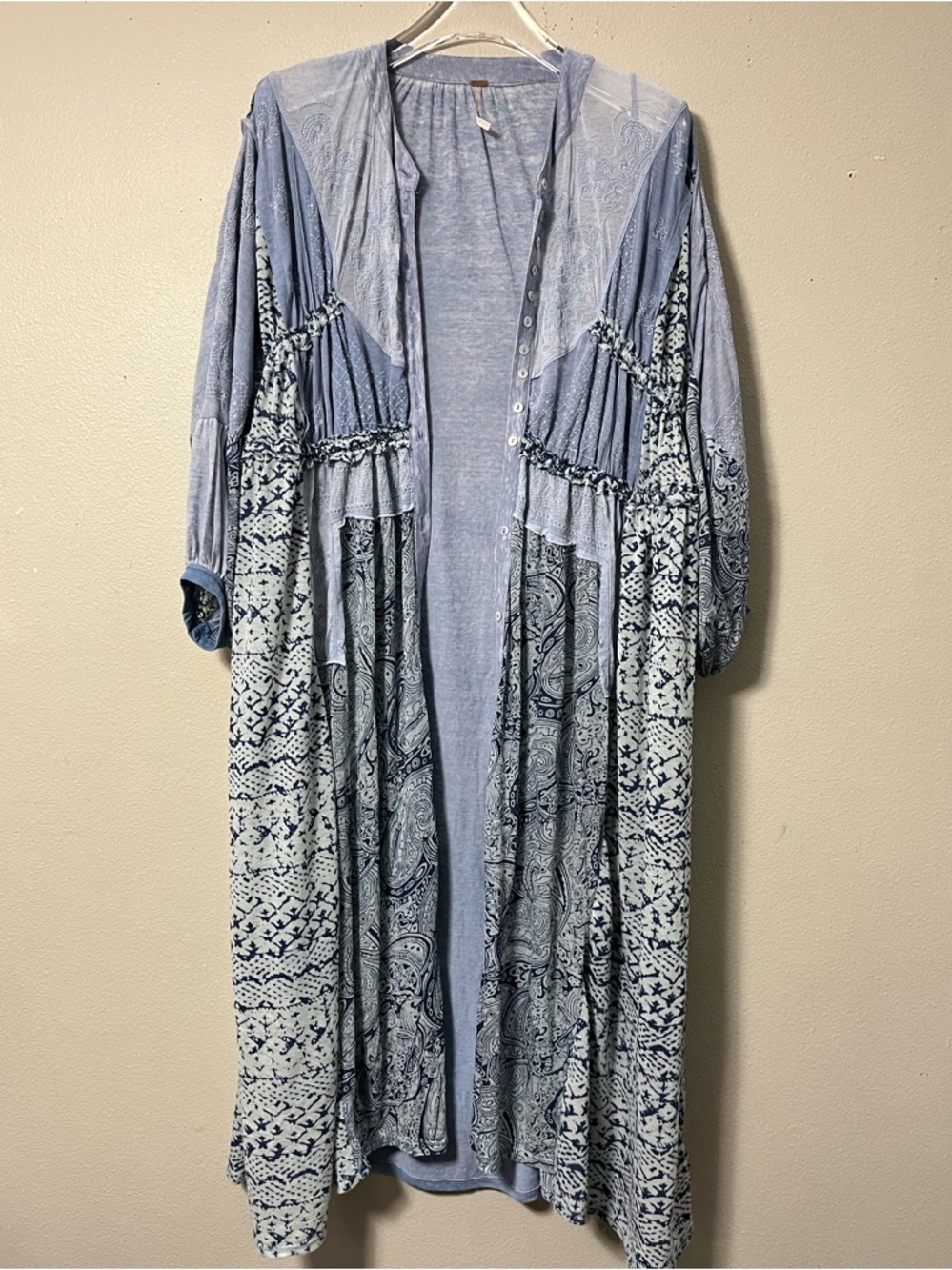Free People Blue Oh My Mix Print Maxi Dress Women’s S Boho Cottage Prairie - Picture 4 of 11